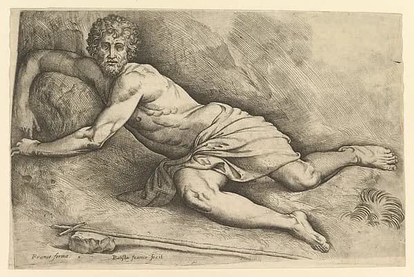 St. John the Baptist in the Wilderness by Battista Franco depicting Matthew 3