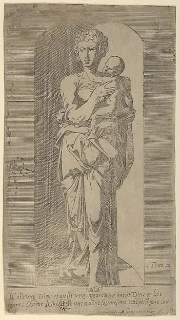 Virgin and Child in a Niche by Geoffroy Dumoûtier depicting Luke 2
