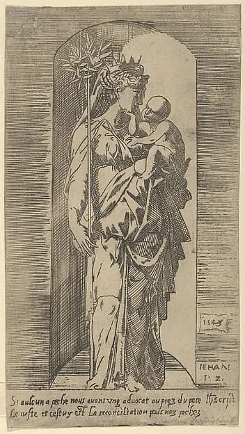 The Virgin and Child in a Niche by Geoffroy Dumoûtier depicting Luke 2