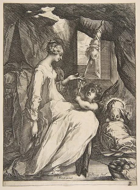 Virgin and Child with an Angel by Jacques Bellange depicting Luke 2
