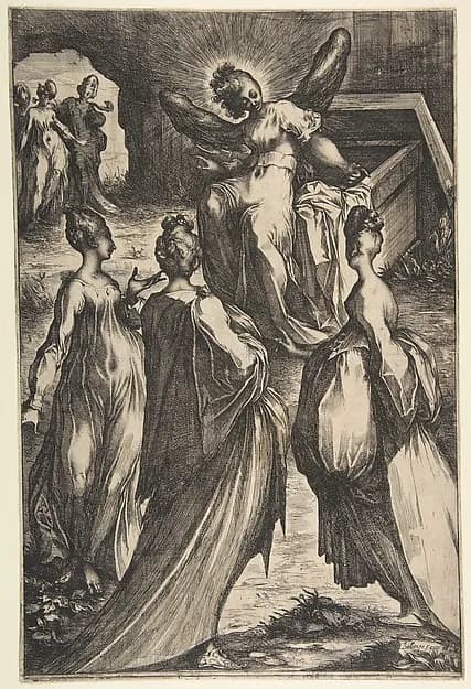 Three Marys at the Tomb by Jacques Bellange depicting Mark 16