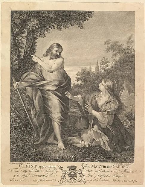 Christ Appearing to Mary in the Garden by Pietro da Cortona (Pietro Berrettini) depicting Luke 1