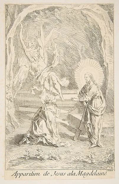 Christ appearing to Mary Magdelen by Claude Gillot depicting John 1