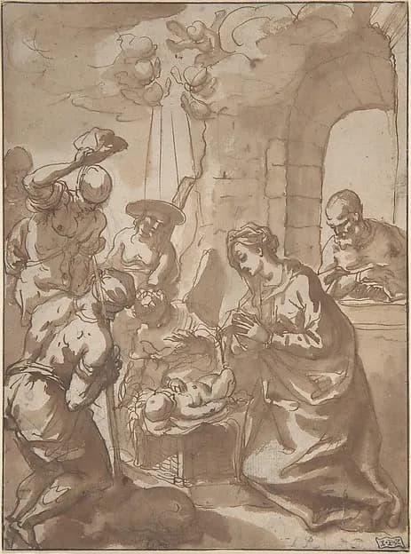 The Adoration of the Shepherds by Hans Rottenhammer I depicting Luke 2