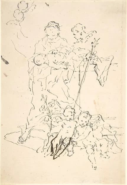 Saint Anthony and the Christ Child Surrounded by Cherubs by Martin Johann Schmidt depicting Luke 2