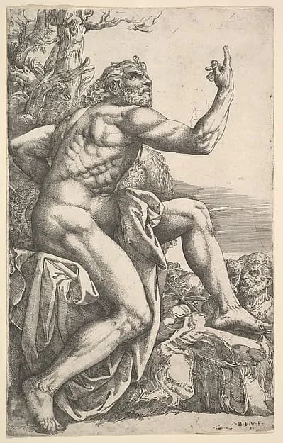 John the Baptist Preaching in the Wilderness by Battista Franco depicting Matthew 3