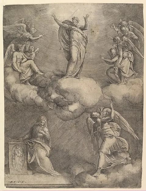The Annunciation by Battista Franco depicting Luke 1