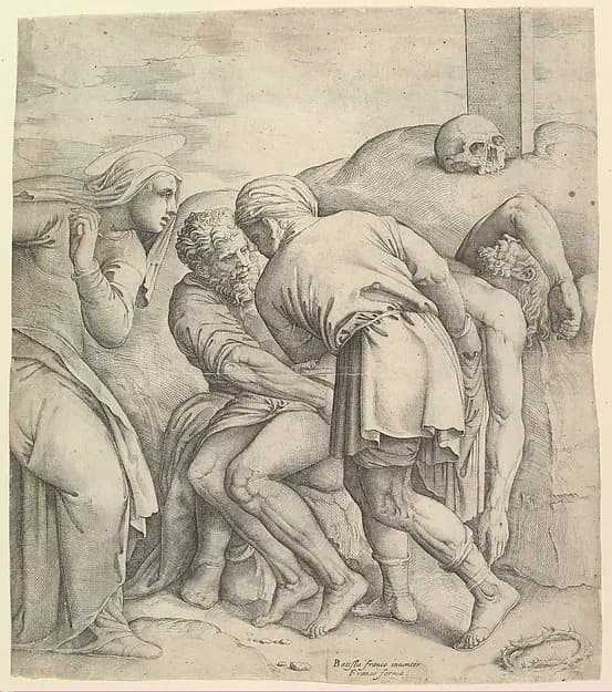 The Entombment of Christ by Battista Franco depicting Matthew 27