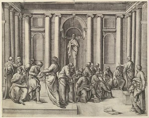 Christ among the Doctors by Battista Franco depicting Luke 2
