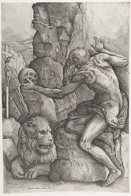 St. Jerome by Battista Franco depicting Romans 8