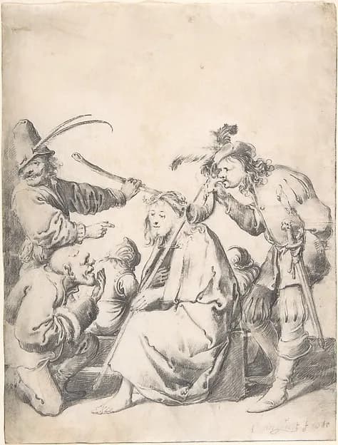 The Mocking of Christ by Pieter Jansz. Quast depicting Matthew 27