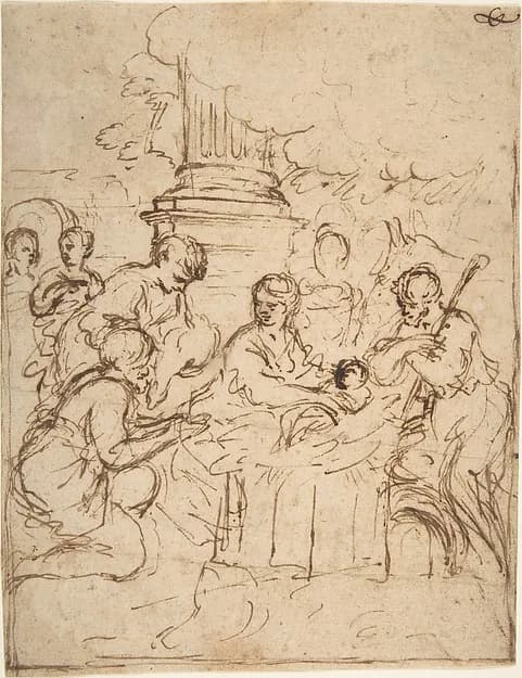 The Adoration of the Shepherds by Pietro da Cortona (Pietro Berrettini) depicting Luke 2