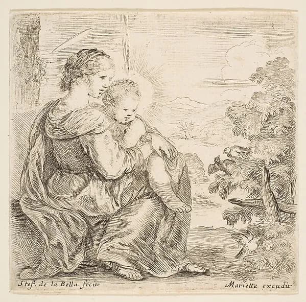 Virgin and Christ Child by Stefano della Bella depicting Luke 2
