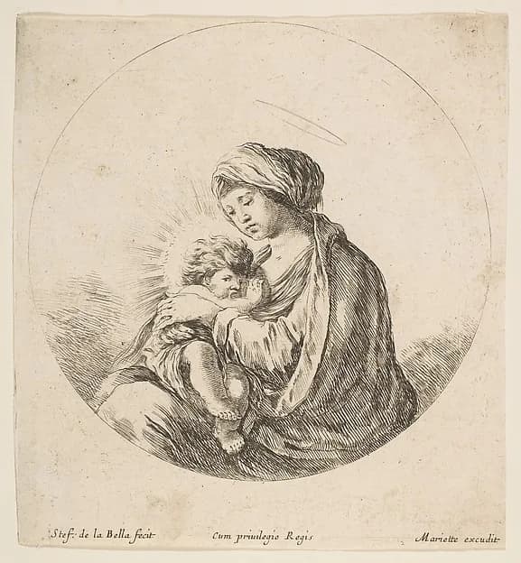 Virgin and Christ Child by Stefano della Bella depicting Luke 2