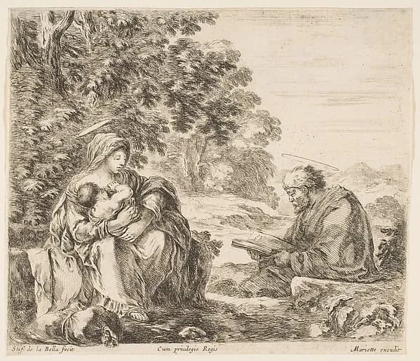 Rest on the Flight into Egypt by Stefano della Bella depicting Matthew 2