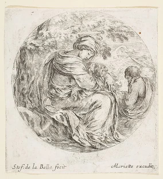 Rest on the Flight into Egypt by Stefano della Bella depicting Matthew 2