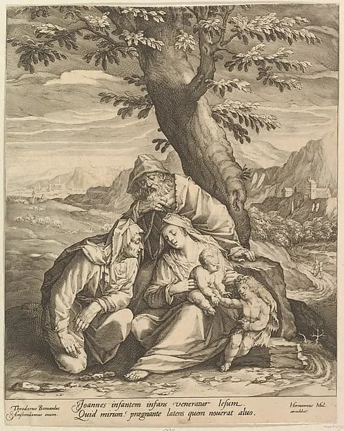 Holy Family with St. Elizabeth and St. John the Baptist by Jan Muller depicting Matthew 3