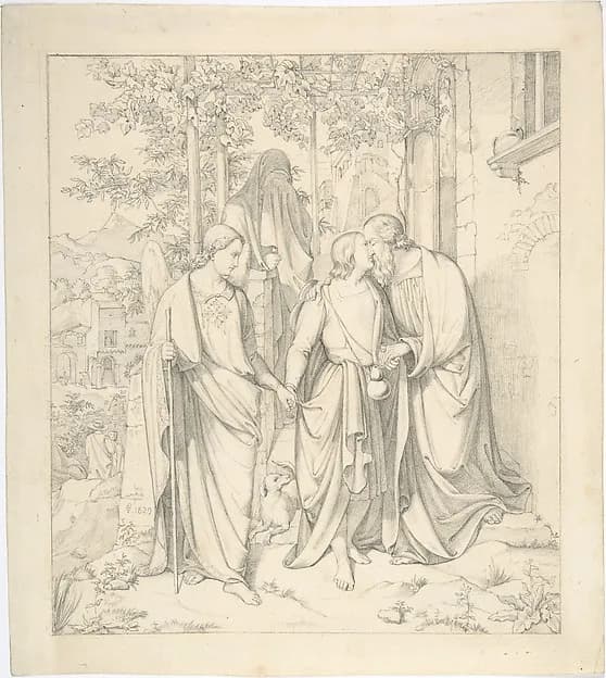 Tobias Takes Leave of his Father by Carl Gottlieb Peschel depicting Tobit 6