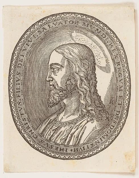 Christ, left profile by Melchior Lorck depicting John 1