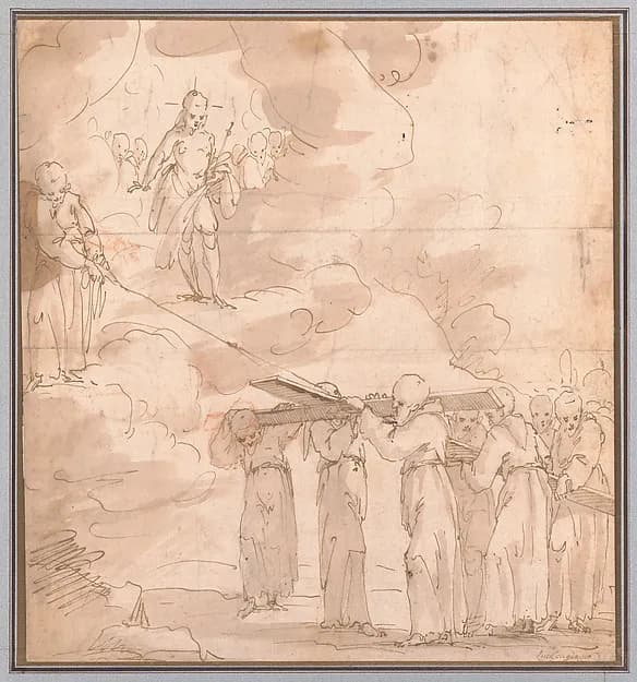 Members of a Monastic Order Carrying the Cross for Christ to Heaven by Giovanni Andrea de Ferrari depicting Mark 15