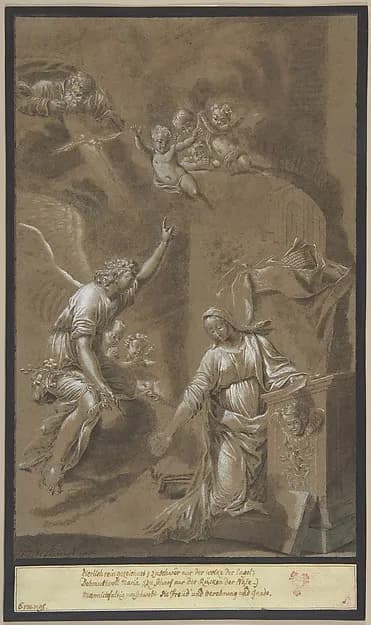 The Annunciation by Johann Jakob von Sandrart depicting Luke 1