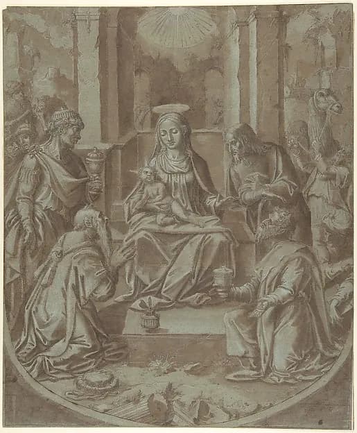 The Adoration of the Magi (Cartoon for an Embroidery) by Diego Lopez de Escuriaz depicting Matthew 2
