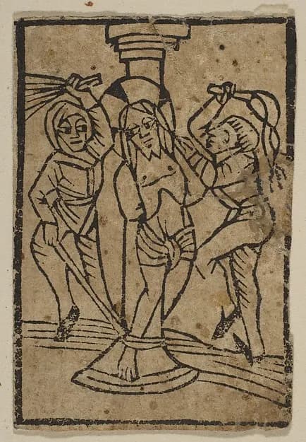 The Flagellation by Anonymous, German, 15th century depicting Matthew 27