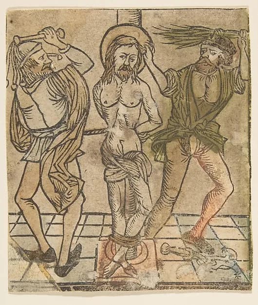The Flagellation by Anonymous, German, 15th century depicting Matthew 27