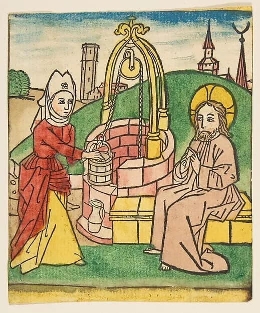 Christ and the Woman of Samaria by Anonymous, German, 15th century depicting John 1