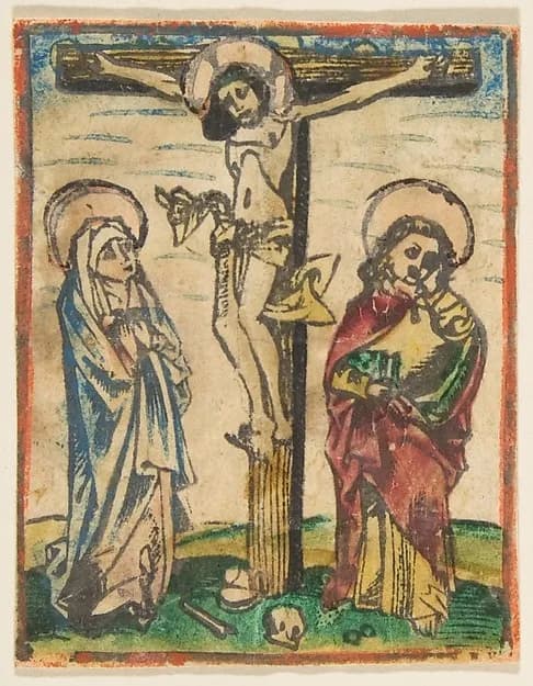 Christ on the Cross with the Virgin and Saint John by Anonymous, German, 15th century depicting Matthew 3