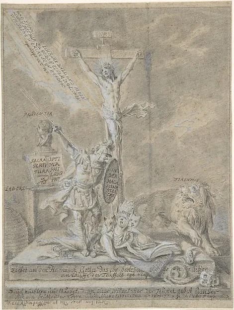 Allegory of Christian Virtues by Johann Elias Ridinger depicting Matthew 27