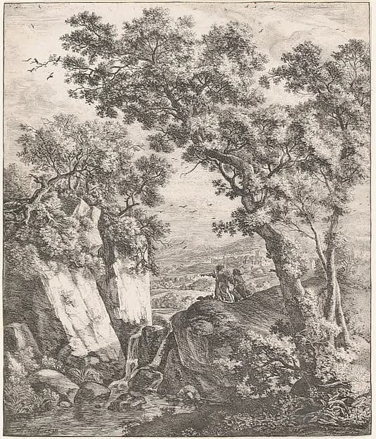 Tobias and the Angel by Anthonie Waterloo depicting Tobit 6