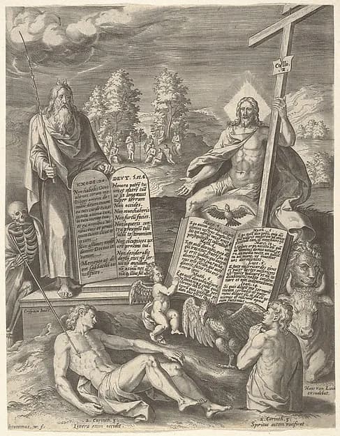Allegory of the Salvation of Mankind from "Allegory of the Resurrection and the Salvation," a pair by Hieronymus (Jerome) Wierix depicting Matthew 28