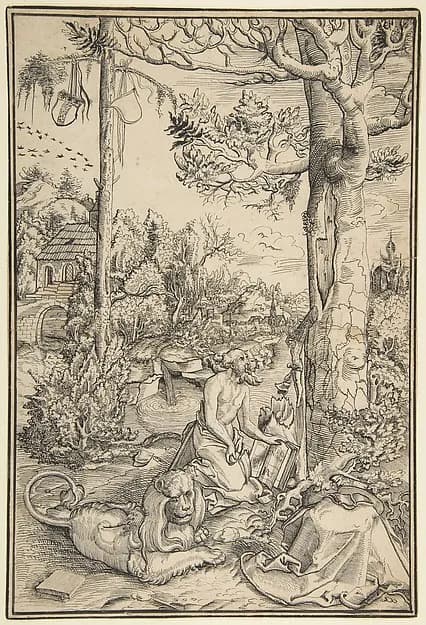 The Penitent St. Jerome by Jost Amman depicting Romans 8