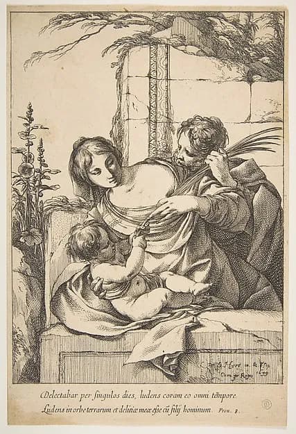 Holy Family with Palm by Laurent de La Hyre depicting Luke 2