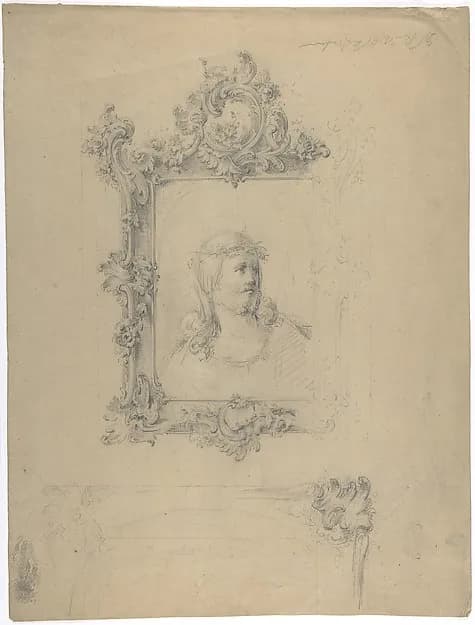 Two Rococo Frames, with Christ as Man of Sorrows in Upper Design by Anonymous, British, 19th century depicting John 1