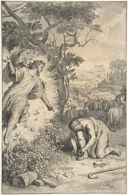Moses and the Burning Bush by Gerard Hoet depicting Exodus 3