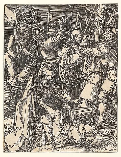 The Betrayal of Christ, from "The Small Passion" by Albrecht Dürer depicting Matthew 26