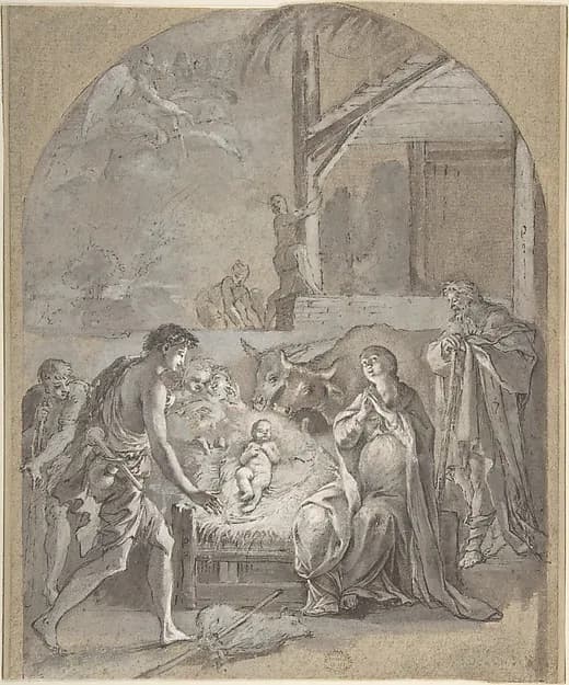 Adoration of the Shepherds by Anonymous, Italian, 18th century depicting Luke 2