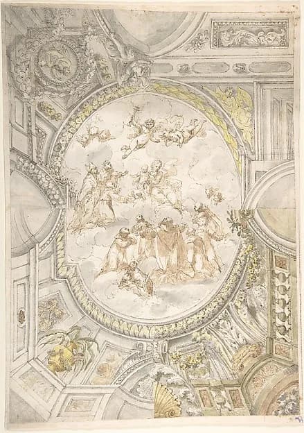 Design for a Ceiling with Virgin and Child in Glory by Anonymous, Italian, 18th century depicting Luke 2