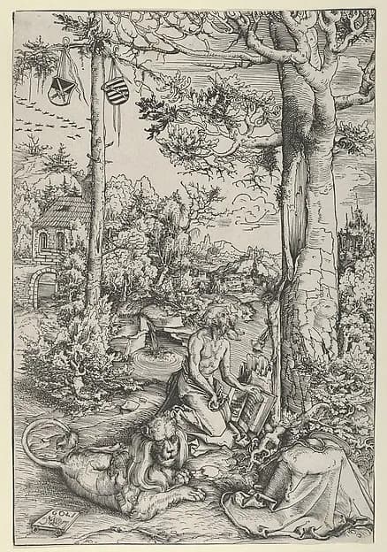 St. Jerome in the Wilderness by Lucas Cranach the Elder depicting Romans 8