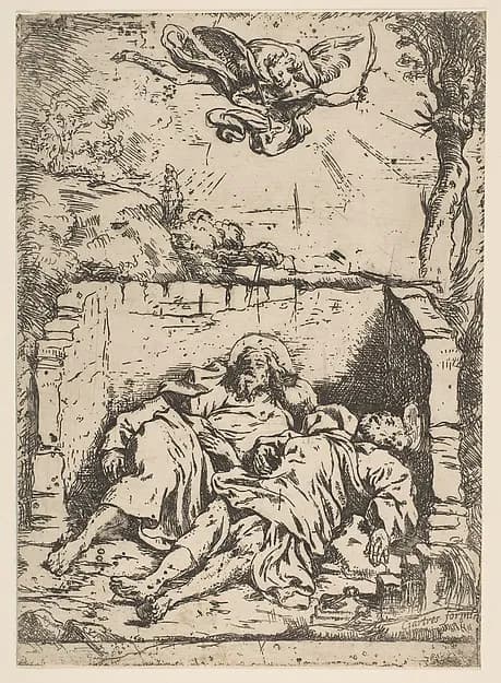 Death of St. Peter and St. Paul (Saint Pierre et Saint Paul dans le tombeau) by Claude Vignon depicting Matthew 4