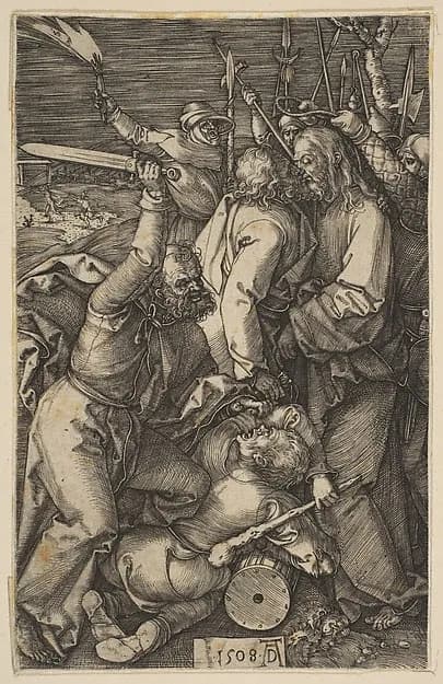 The Betrayal of Christ, from "The Passion" by Albrecht Dürer depicting Matthew 26