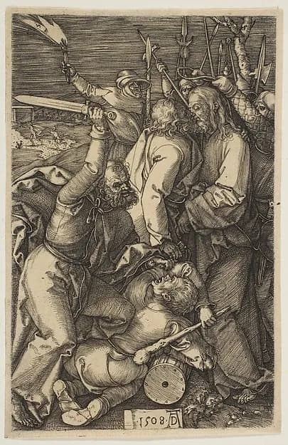 The Betrayal of Christ, from "The Passion" by Albrecht Dürer depicting Matthew 26