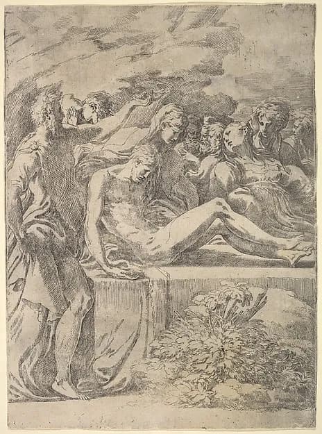 Entombment by Parmigianino (Girolamo Francesco Maria Mazzola) depicting Matthew 27