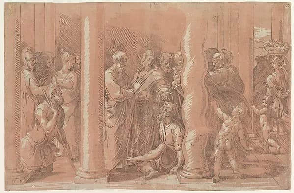 Saints Peter and John healing the Sick by Parmigianino (Girolamo Francesco Maria Mazzola) depicting Matthew 9