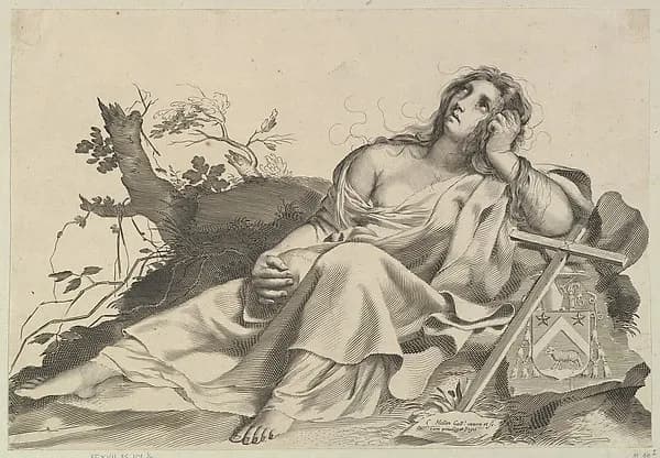 Mary Magdalen Meditating by Claude Mellan depicting Luke 7
