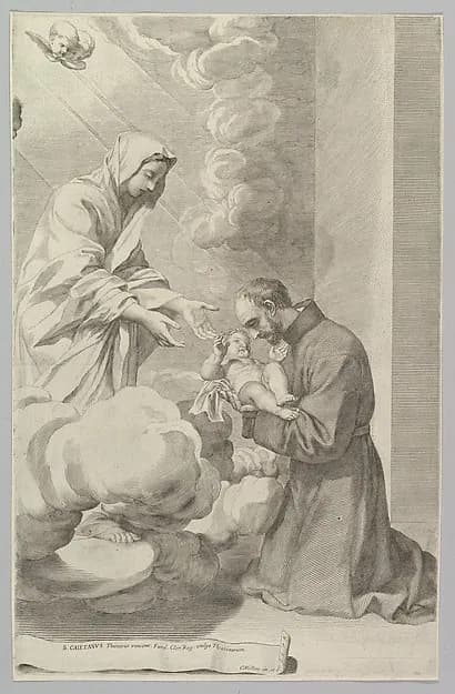 St. Gaëtan, Founder of the Theatines by Claude Mellan depicting Luke 2