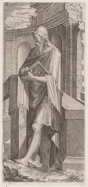 St. Judas Thaddaeus, from "Christ, the Twelve Apostles and St. Paul" by Lambert Suavius depicting John 1