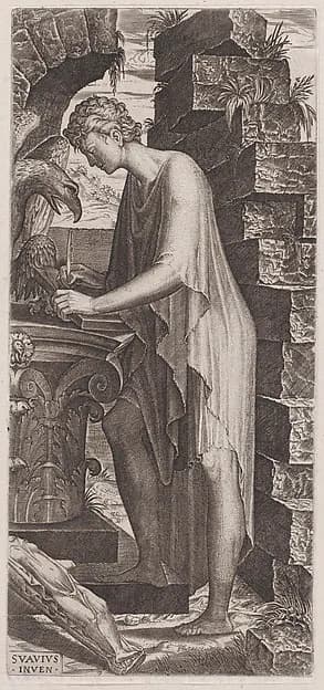 St. John the Evangelist, from "Christ, the Twelve Apostles and St. Paul" by Lambert Suavius depicting John 1